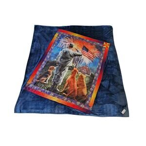 Patriotic Home of Brave Military Americana Project Linus Blue Blanket 57x63"